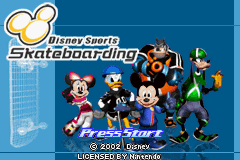 Disney Sports Skateboarding title screen for GameBoy Advance